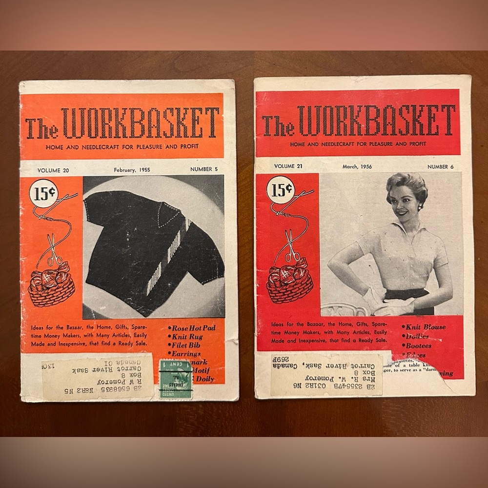 🔵3/$10 1955 The Workbasket Magazines - February and March Issues - Vintage